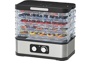 Konfintos Food Dehydrator Machine for Jerky, 5 Stackable BPA-Free Trays Dryer with Temperature Control, 250W Small Dehydrator