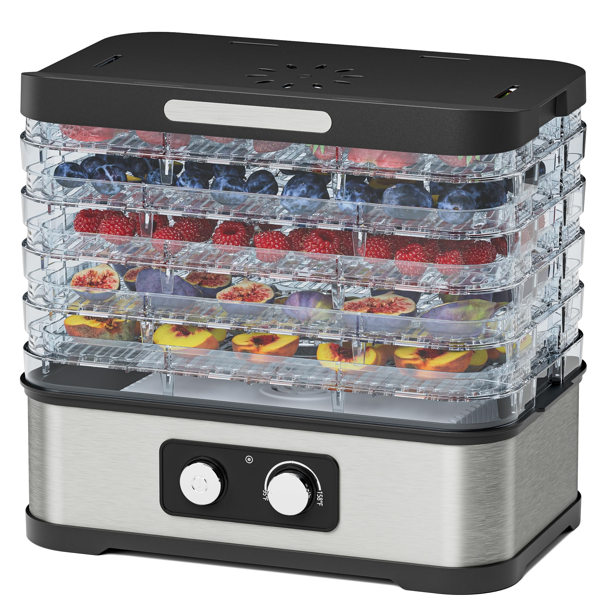 Photo 1 of Konfintos Food Dehydrator Machine for Jerky, 5 Stackable BPA-Free Trays with Temperature Control, 250W Small Dehydrator for Fruit, Beef and Deer Jerky, Mushroom, Herbs, Recipe Included, 72H Max