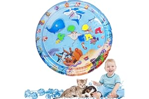 RAINBEAN Water Sensory Play Mat for Cats, Thickened 2024 New Sensory Water Play Mat with Fish for Cats, Upgraded Cat Water Play Mat, Water Sensor Mat for Pets Kids (40Inch)