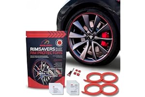 RIMBLADES Rimsavers Red Alloy Wheel Protectors – Fits Up to 24" x 4 Rims | 3 Color Options | Easy DIY Install | Protects Against Curb Rash | Car Exterior Accessory