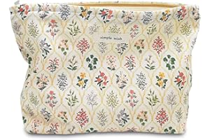 STARDW Aesthetic Floral Makeup Bag Cute Small Cosmetic Bags for Women Girls, Travel Toiletry Bag Large Capacity Zipper Makeup Pouch, Purse Organizer Pouches