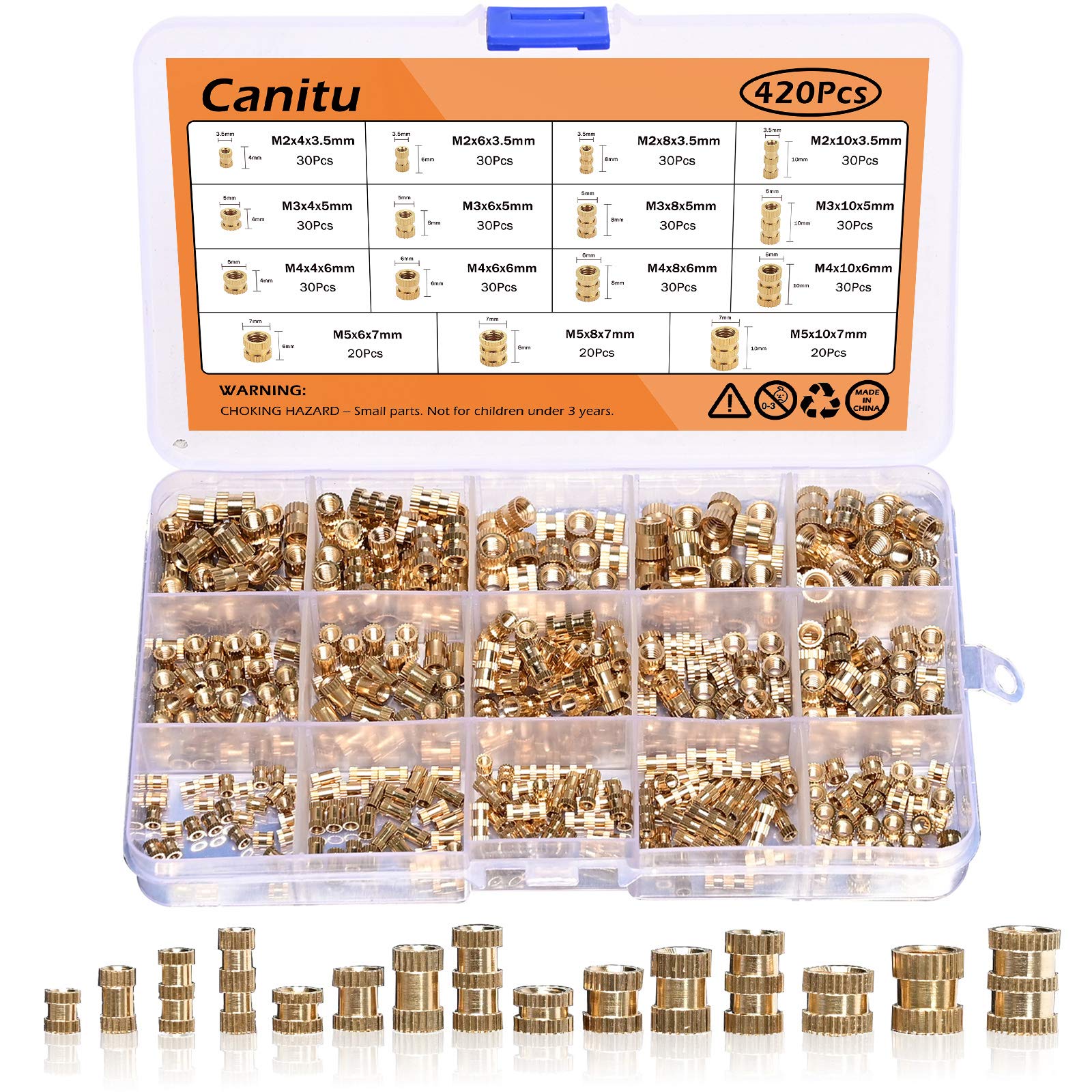 Kadrick 520Pcs M2 M3 M4 M5 Threaded Inserts Assortment Kit For 3d Printing Components Metric Brass Knurled Nuts Insert By Heat Into Plastic Parts