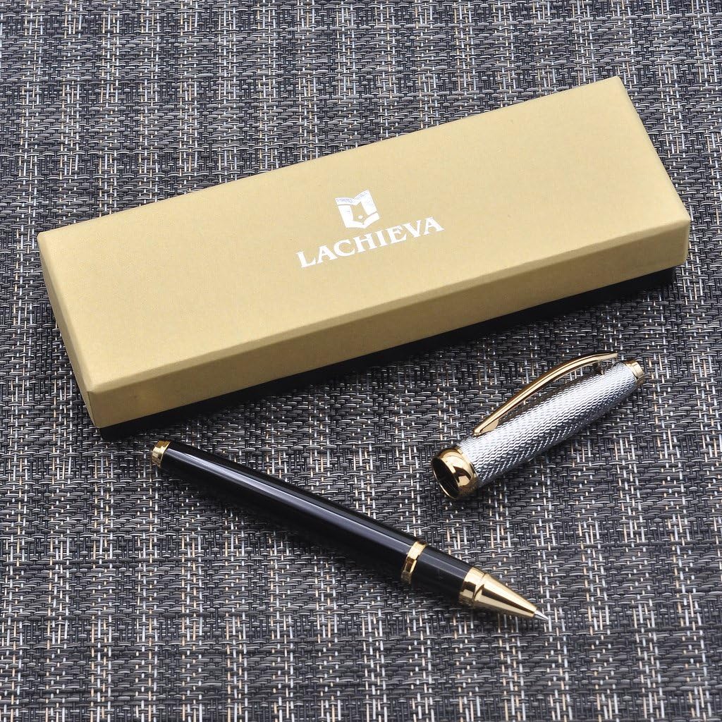 LACHIEVA LUX Elegant Metal Rollerball Pen with Germany Schneider TOP 850 Refill, Nice Pen Gift for Man (Black/Gold Color) - Image 4