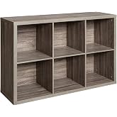 ClosetMaid 6 Cube Storage Shelf Organizer Bookshelf with Back Panel, Easy Assembly, Wood, Weathered Gray