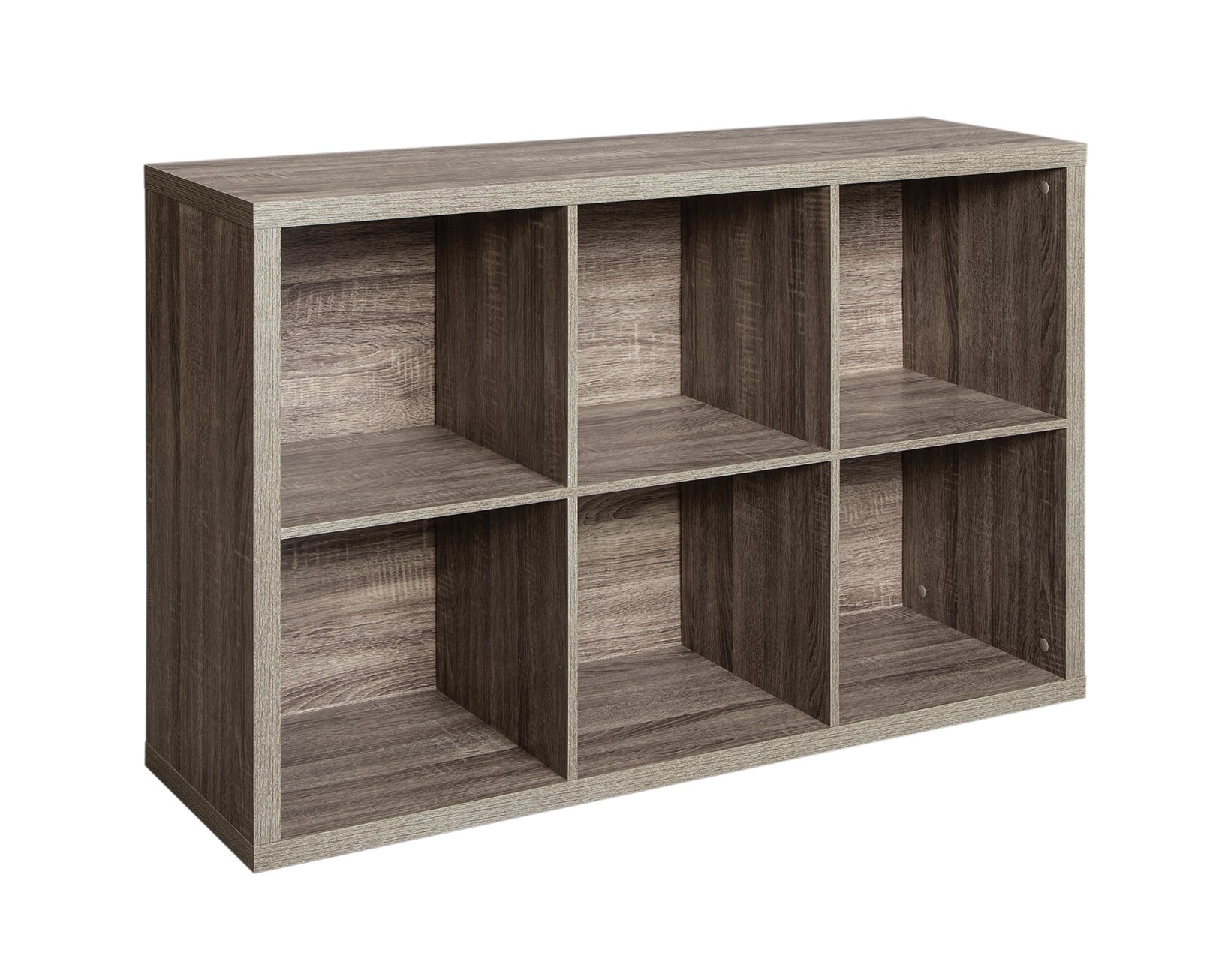 Photo 1 of ClosetMaid 6 Cube Storage Shelf Organizer Bookshelf with Back Panel, Easy Assembly, Wood, Weathered Gray