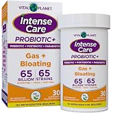 Vital Planet - Intense Care Gas &amp; Bloating Probiotics Plus Organic Prebiotics, Postbiotics, Parabiotics, Complete 4-in-1 Supplement for Adults, 65 Billion CFU, 65 Strains, Digestive and Immune 30 ct
