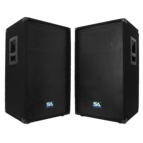SA-15T Pair of 15 Inch PA/DJ/Band Speaker Cabinets with Titanium