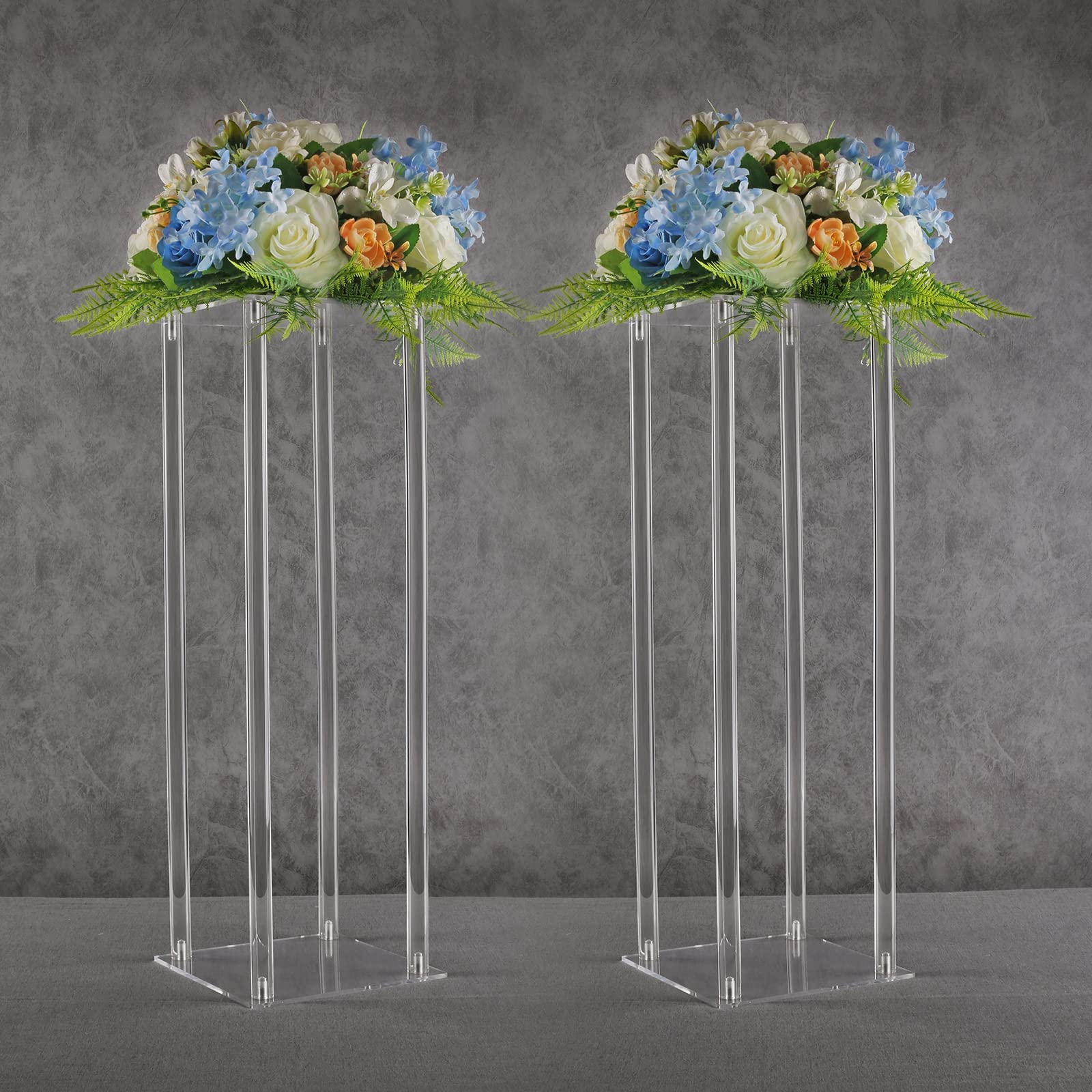 YALLOVE 2 Pack Acrylic Flower Stand, 60CM Tall Clear Pedestal Column Vases Wedding Centerpieces for Wedding Event Party Props Home Decor