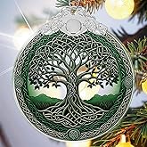 Tree of Life Crystal Glass Hanging Ornaments for Christmas Tree and Xmas Gift Exchange - Tree of Life Stained Glass Ornament - Christmas Tree Decor, Holiday Keepsake Present Idea