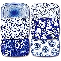 Japanese Ceramic 7.75 inch Rectangular Salad Plates Set of 6, Dessert Plates for Appetizer, Sushi, Pasta, Microwave/Oven/Dish