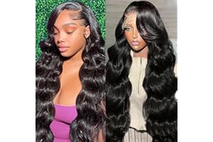 NAJOAI Body Wave Lace Front Wigs Human Hair Pre Plucked 180 Density 26 Inch 13x4 HD Transparent Frontal Wigs Glueless Wigs Human Hair Lace Front Wig for Black Women with Baby Hair Natural Black