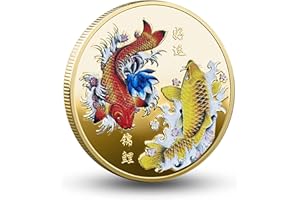 Gimilang Good Luck to You Chinese Koi Fish Lucky Coin Colorful Carp Mascot for Scratching Lottery Tickets - Chinese Good Luck Charms Challenge Coin