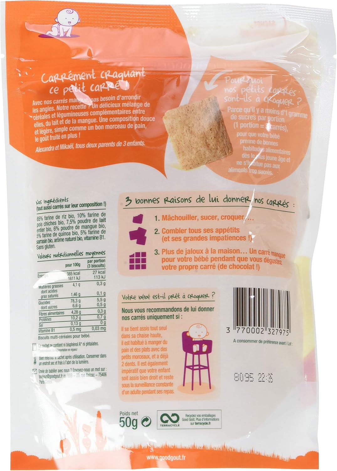 Good Goût Les Carrés Mangue Bio 50 G Pack De 7 Amazonfr