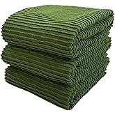 Serafina Home Avocado Forest Green Kitchen Hand Dish Towels: Oversized 28" x 18",100% Cotton Cloth Soft Cleaning Drying Absorbent Ribbed Design, Set of 3 Multipurpose for Everyday Use (Moss Green)