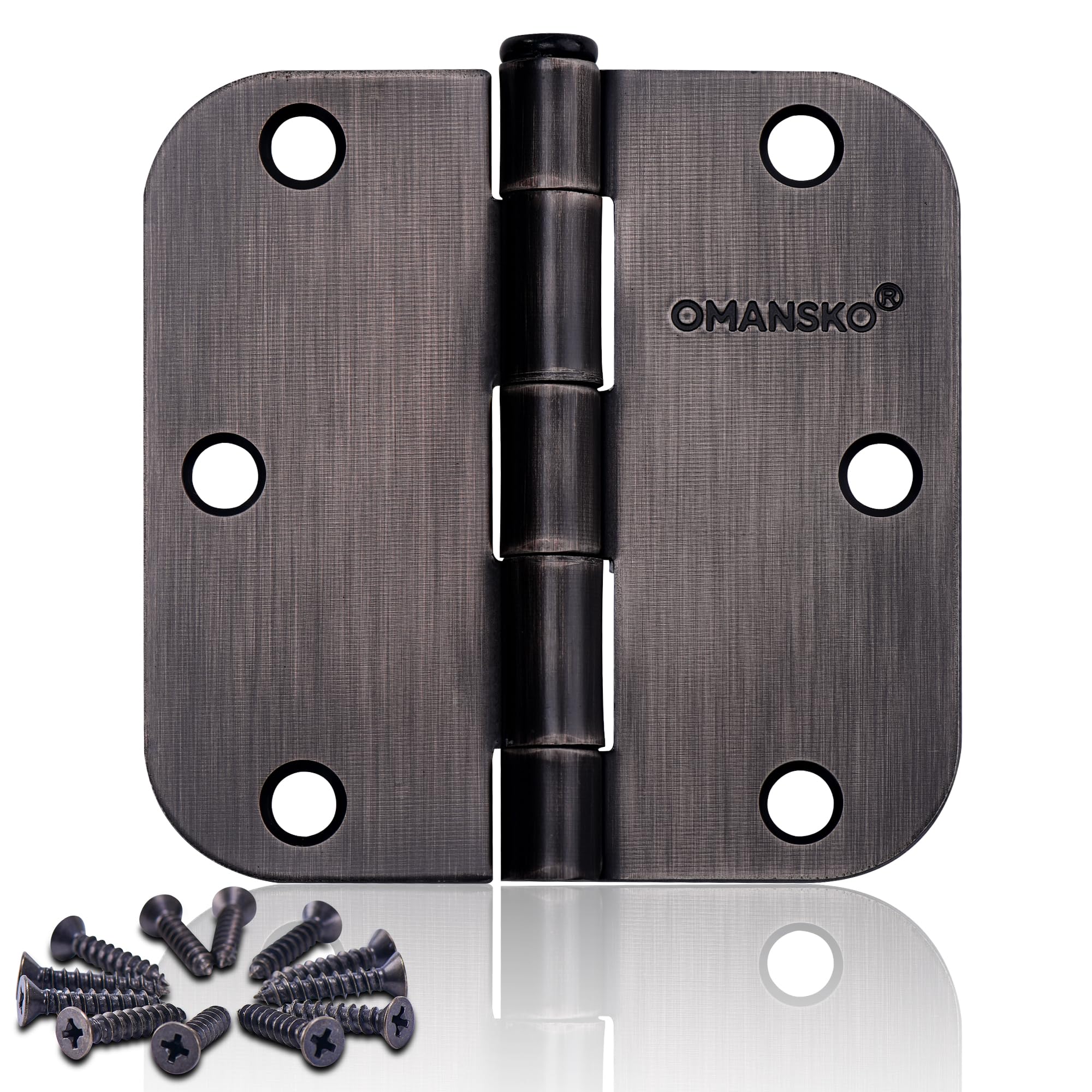 Photo 1 of 24 Pack Door Hinges, 3.5 x 3.5 Inch Oil Rubbed Bronze Hinges for Wood 5/8'' Radius Corners Interior Hinges, 3 1/2 Inch Door Hinges for Residential Doors