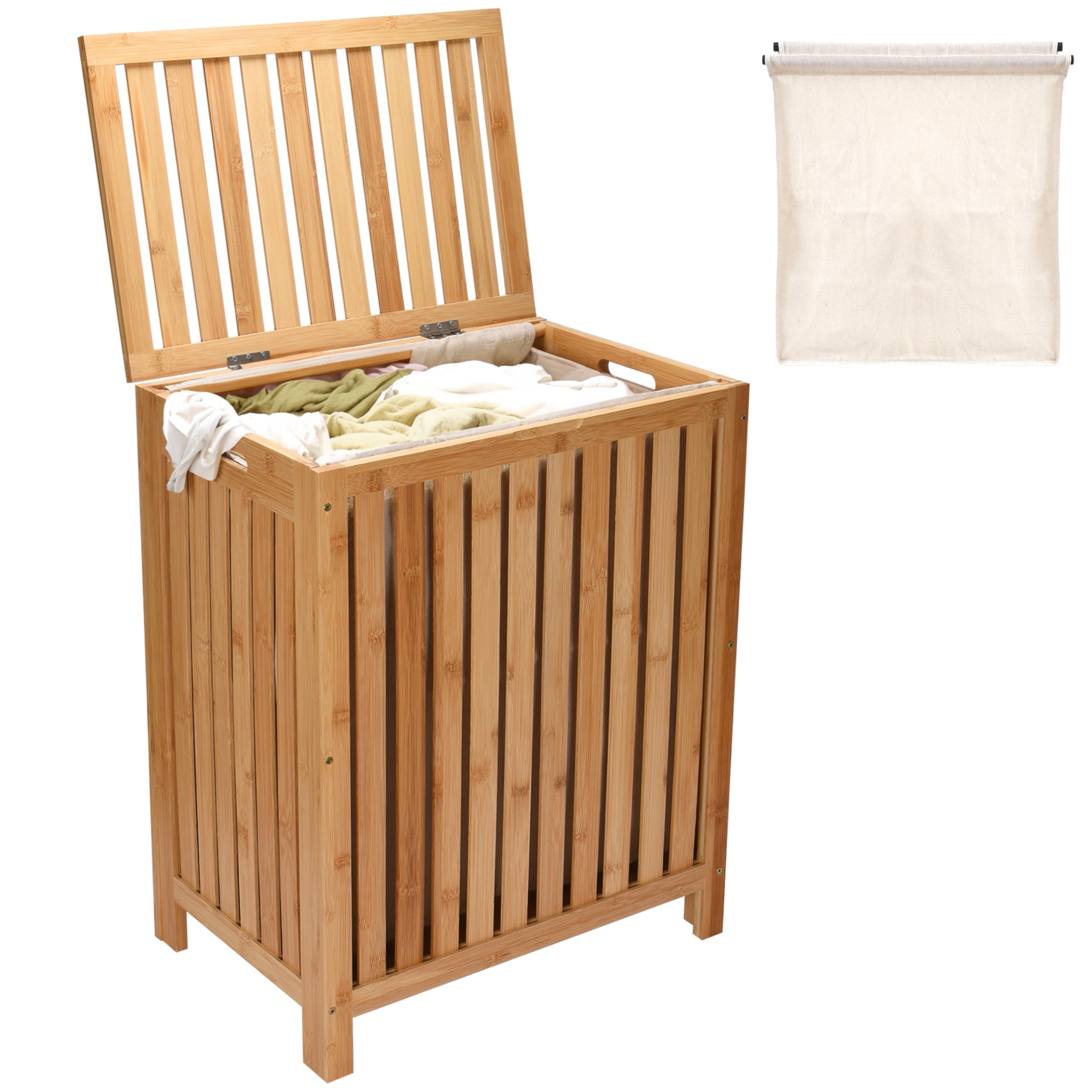 Photo 1 of 2LB Depot Laundry Hamper - 25x20x13-Inch Waterproof Bamboo Laundry Basket with Lid - Clothes Hamper for Clothes, Versatile Storage for Blankets, Toys, Towels - Suitable for Home Organization -110L