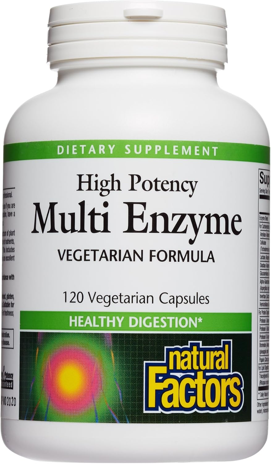 Natural Factors, High Potency Multi Enzyme Vegetarian Formula, Plant-Based Digestive Aid, 120 capsules (120 servings): Health & Personal Care