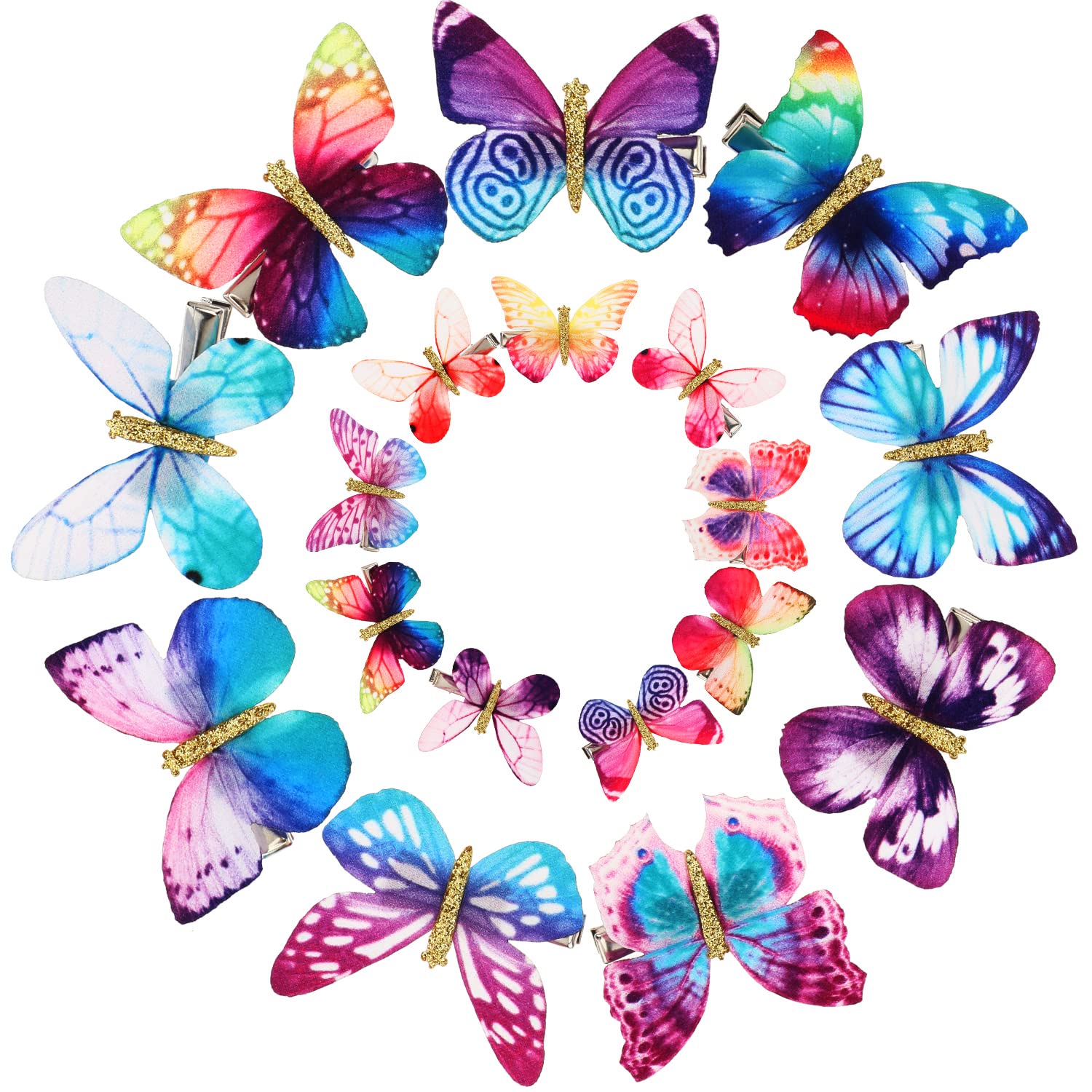 18 Pieces Butterfly Hair Clips Glitter Barrettes Butterfly Snap Hair Clips for Teens Women Hair Accessories (Adorable Styles)