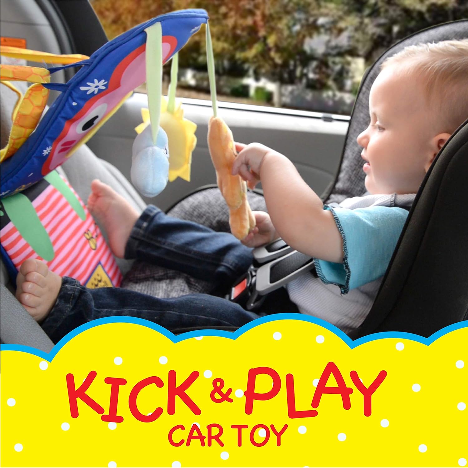 ToyVelt Car Seat Toys for Infants - Kick and Play Fun Hanging Rear Carseat Toy Super Soft, Safe with Music - Your Little One Will Be Thrilled While Driving for Baby Boy & Baby Girl 1 Month and Up: Toys & Games