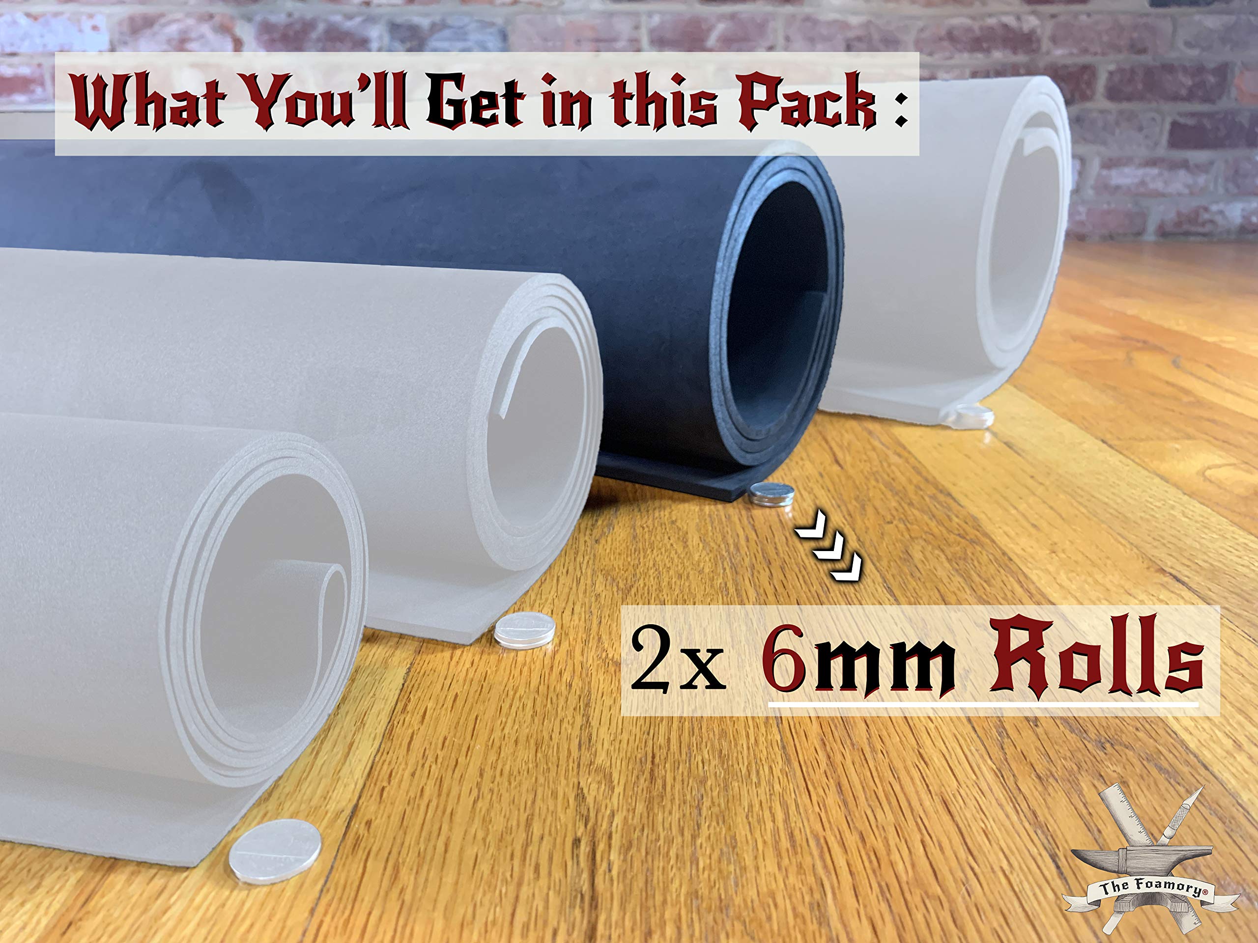 2-Pack Shape Retention EVA Cosplay Foam - 6mm Thick (Black) X-Large 35”x59” High Density EVA Craft Foam Sheets - Premium 85 kg/m3 Heat Shape Material for DIY, Con or Halloween Costumes - The Foamory