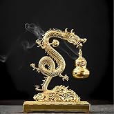 Golden Chinese Dragon Incense Holder– Dual-Use Metal Feng Shui Decor with Hanging Gourd Cone Incense Burner & Hidden Stick Holder – Spiritual Aromatherapy Gift for Meditation, Home & Office Decoration