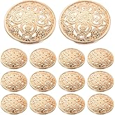 MILISTEN 30pcs Round Metal Hollow Out Buttons - Flat Coat Jacket Trousers Buttons (Light Golden, 25mm)