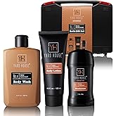 Yard House Men’s Bath Gift Set – Smoky Sandalwood | 4-Piece Grooming Kit with Body Wash, Body Lotion & Deodorant in Travel Toolbox Case – Perfect for Father’s Day, Christmas, Birthdays & Holidays