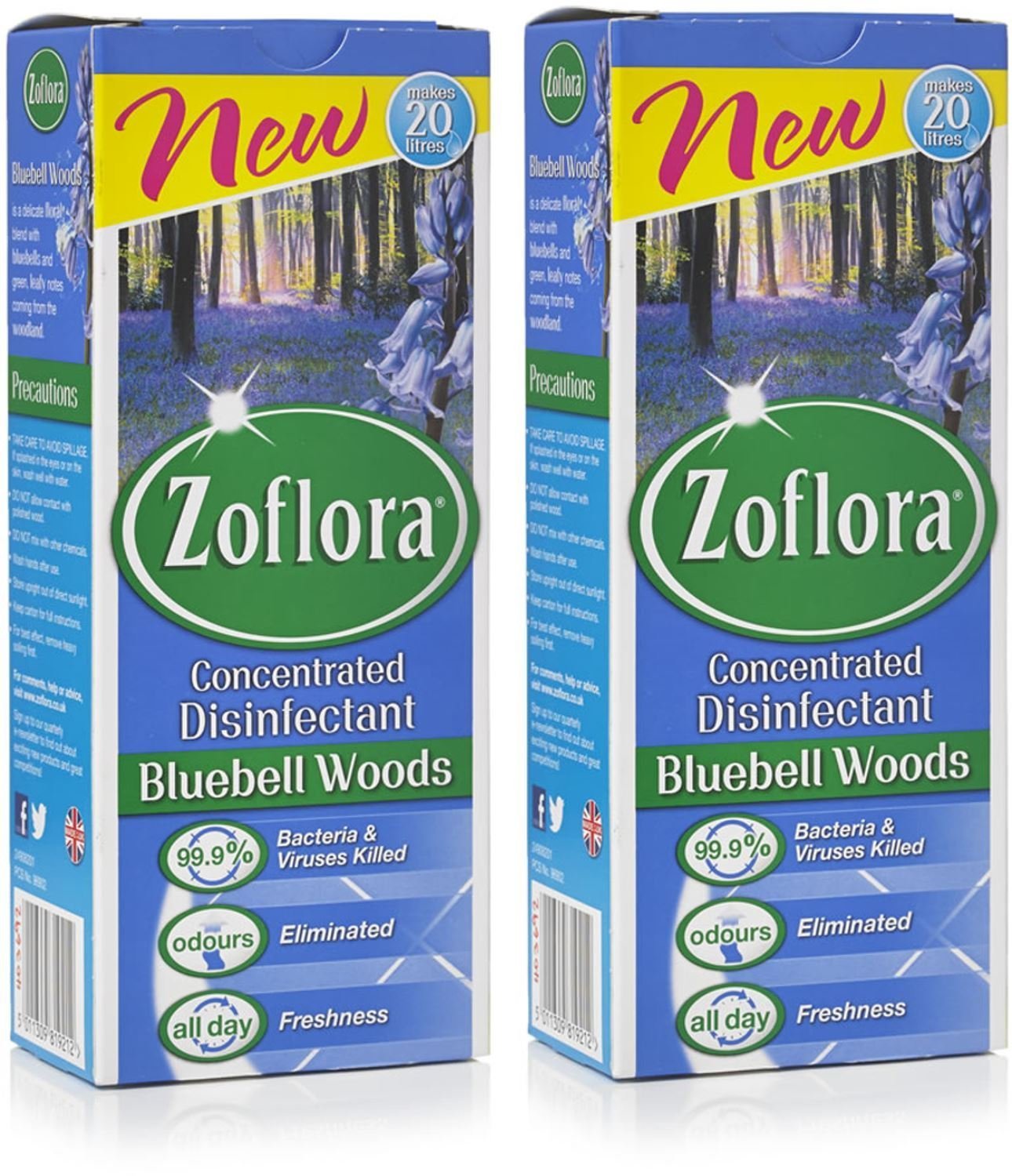 Zoflora 2 x Concentrated Antibacterial Disinfectant Bluebell Woods