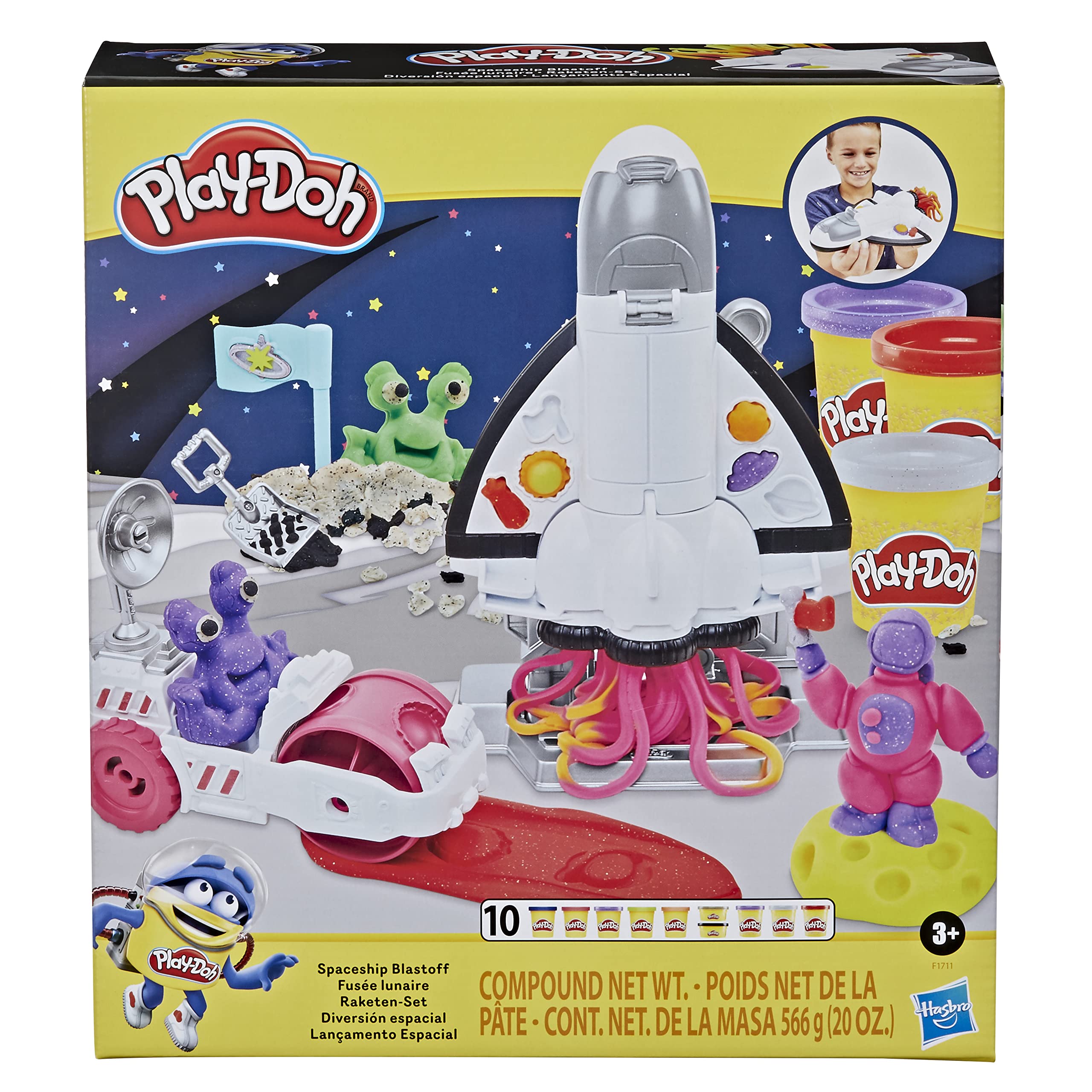 Play-Doh Rocket Set with Moon Vehicle, 8 Space Accessories and 10 Colours