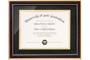 FLYJOE 8.5x11 Diploma Frame with Black over Gold Mat 11x14 Document & Certificate Without Mat with HD Tempered Glass Certificate Frame for Diploma Degree for Wall & Tabletop Display, Mahogany