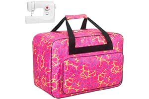 Haroranax Sewing Machine Carrying Case，Sewing Machine Carrying Case Tote Bag，Universal Tote Storage Bag with Pockets and Handles, Suitable for Most Standard Singer, Janome (RED)