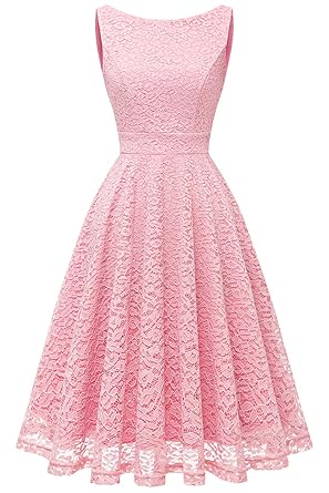 bbonlinedress Damen Charmant Knielang mit Spitzen Rockabilly Cocktail Abendkleider