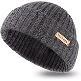 PolarWool™ 100% Merino Wool L/XL/XXL Fisherman Beanie Watch Cap Single Layer 3 Styles Warm Winter Knit Hat for Men Women