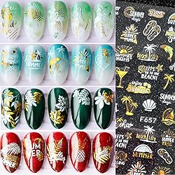 Laser Gold Summer Nail Art Stickers, Holographic