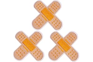 U-Sky Sew or Iron on Patches, 3pcs Cute Band Aid Iron Patches for Clothing, Yellow Color Embroidery Patches for Jackets, Funny Design Patches for Jeans, Patches for Backpacks, Size: 2.6x2.6 inch