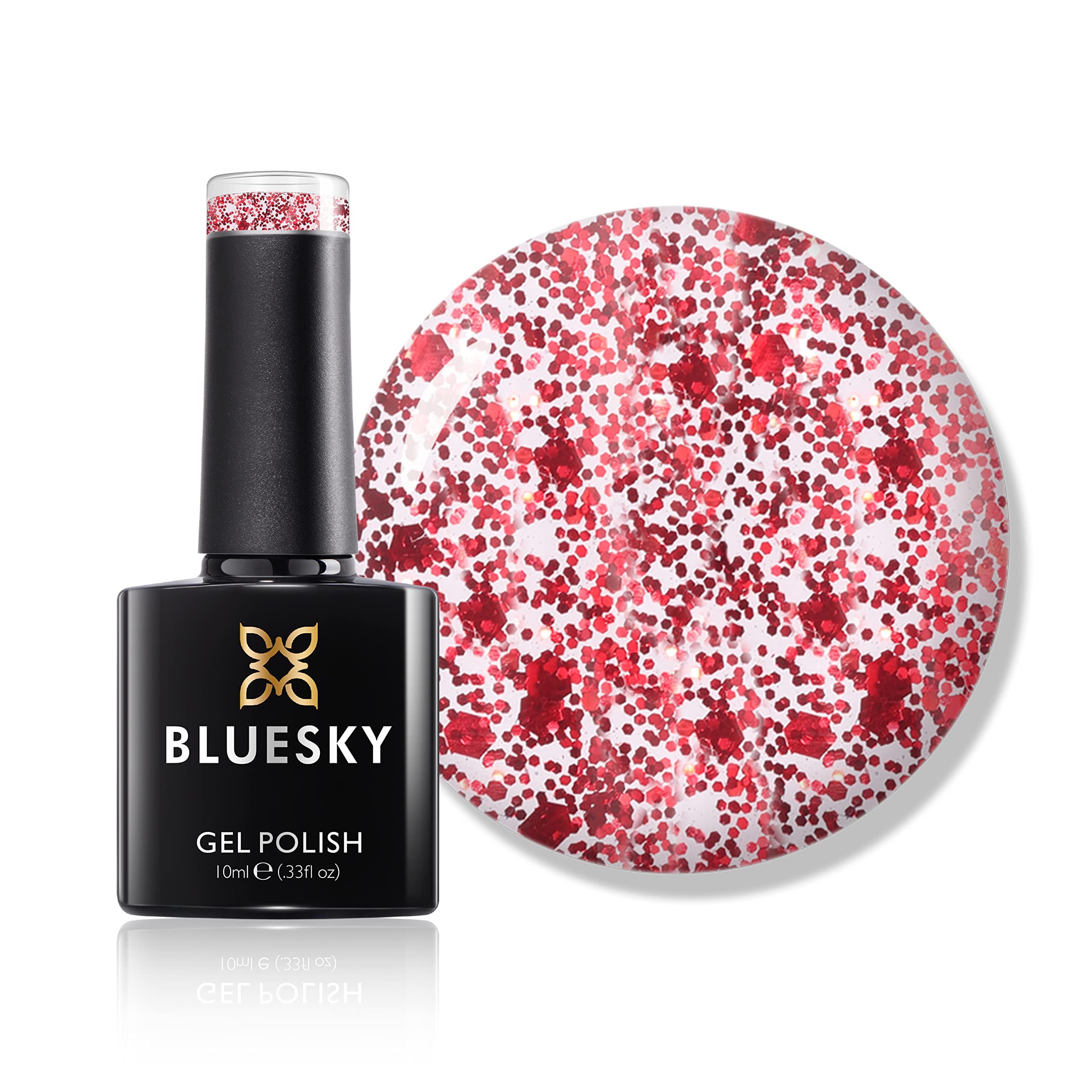 Bluesky Gel Nail Polish, Red Million S11N, Dark Red Glitter, Long Lasting, Chip Resistant, 10 ml (Requires Drying Under UV LED Lamp)