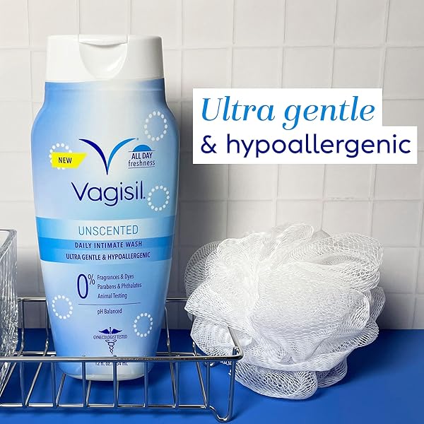 VAGISIL FEMININE WASH FOR INTIMATE AREA HYGIENE, PH BALANCED AND GYNECOLOGIST TESTED, UNSCENTED, 12 OZ (PACK OF 1)