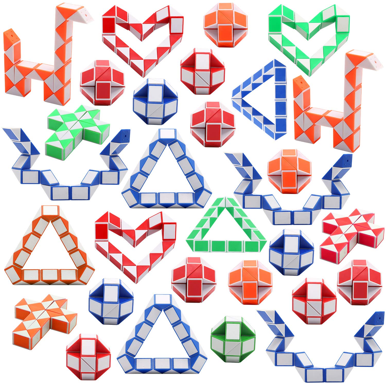 Photo 1 of Yeetec 30 Pack 24 Blocks Magic Speed Cubes, Mini Snake Cube, Mini Plastic Puzzle Cube Toy for Kids Party Bag Fillers, Party Supplies, Random Color