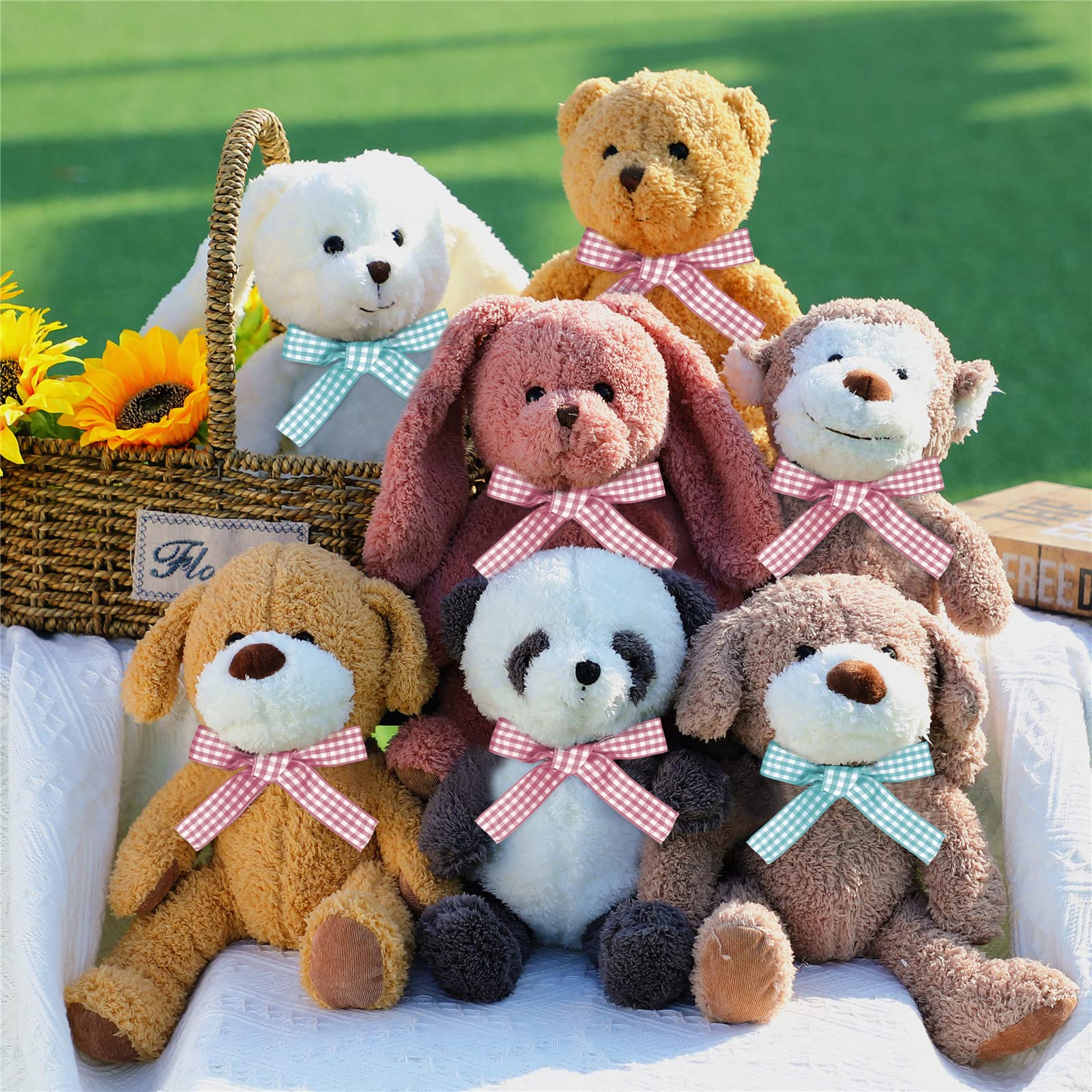 Civaner 7 Pcs Stuffed Animals Bulk 12.5 Inch Cute Soft Animal Plush Toys for Kids Birthday Gifts Baby Shower Party Decorations (Bright Color,Jungle)
