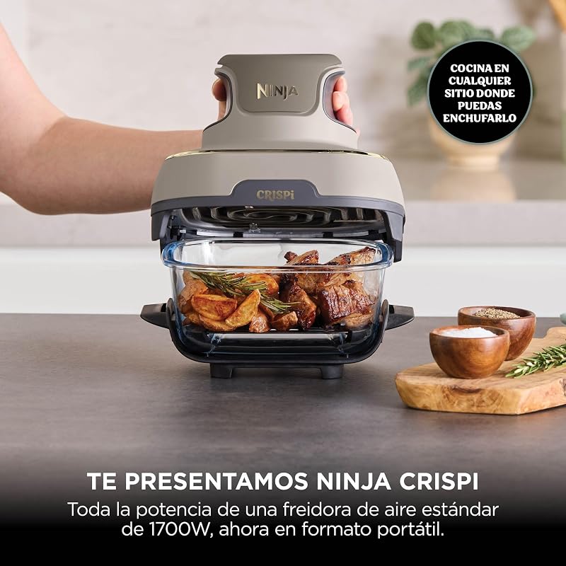 CRISPi, Freidora de Aire Portátil 4 en 1, 3,8L, Piedra/Dorado
