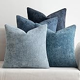 MIULEE Pack of 4 Couch Throw Pillow Covers 20x20 Inch Neutral Blue Soft Decorative Chenille Pillow Covers Farmhouse Accent Cushion Covers for Boho Western Spring Coastal Decor Sofa Bed Living Room
