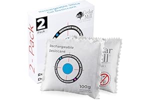 CEDAR MILL FINE FIREARMS Cedar Mill Rechargeable Desiccant Packs for Storage - Leak-Proof Gun Safe Moisture Absorber for Firearm Cases, Cabinets & Cars - Color Indicating Silica Packets for Moisture Control