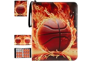 YDEPLVEO Basketball Card Binder with Sleeves, 900 Pocket Basketbal Card Holder for Trading Cards, 9 Pocket with 50 Removable Sleeves Zipper Book Folder Collector Album 3 Ring Binder Organizer