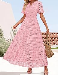ZESICA Women's 2025 Summer Short Sleeve Maxi Dress