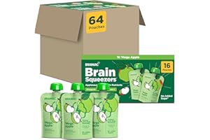 Brainiac Apple Applesauce, Unsweetened Applesauce with Vitamin C, Omega-3s & Choline, 64 Count, 3.2 oz