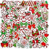 Christmas Candy Cane Stickers, Christmas Candy Cane Party Favors Birthday Decorations Vinyl Waterproof Stickers for Water Bottle Laptop Luggage Helmet