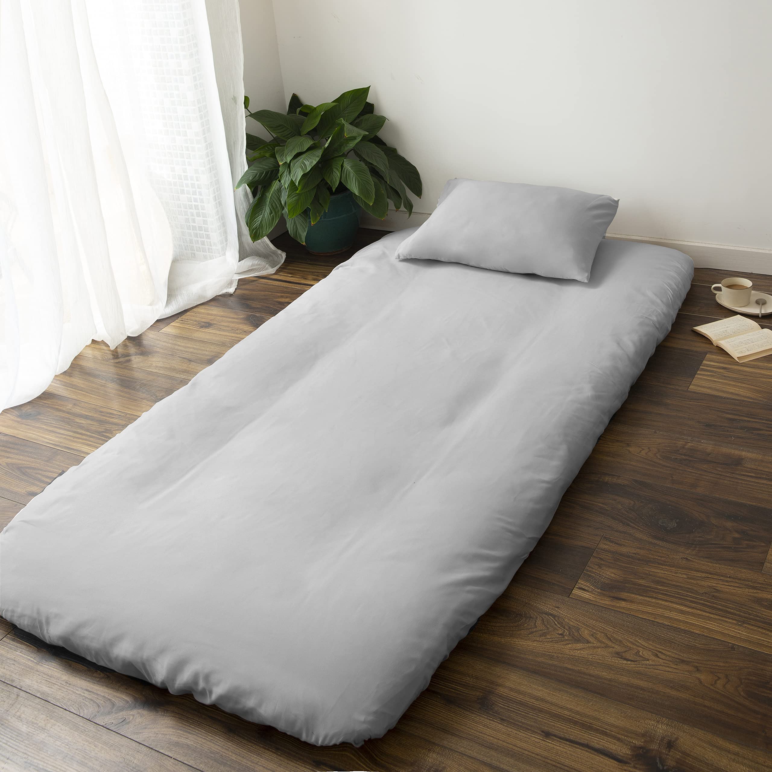 敷き布団カバー シングル ボックスシーツ 洗える シーツ 吸水速乾 マチ30cm 単品売り 和洋兼用 オールシーズン ベッドカバー 100×200cm ライトグレー