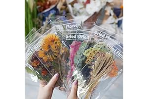 MAXLEAF Transparent Waterproof Stickers Set - 48PCS Vintage Plants Flowers Collection Big Size Waterproof Stickers for Decoration Planners Scrapbook Laptops (Dried Flowers)