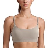 CRZ YOGA Butterluxe Adjustable Spaghetti Strap Sports Bras for Women - Scoop Neck Wireless Padded Yoga Workout Crop Top