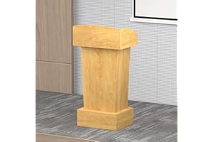Xibolai Wooden Podium Stand Lectern Oak Color 16MM Wood Board Elegant Design with Storage Wooden Pulpit for Restaurants Churc